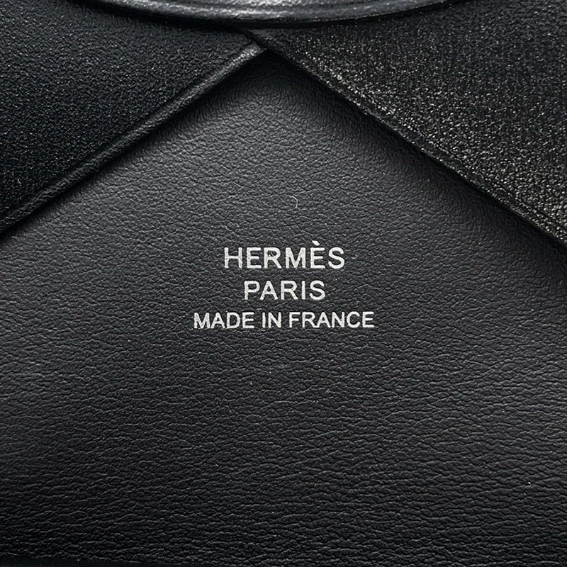 エルメス コインケース カルヴィ デュオ ブラック/シルバー金具 ボックスカーフ W刻印 財布 黒