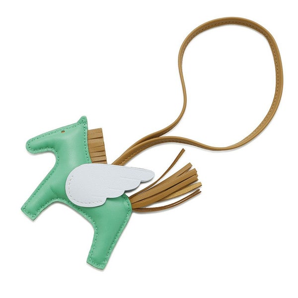 エルメス バッグチャーム ロデオPM ペガサス ミント/セサミ/ブルーブリュム ラムスキン B刻印