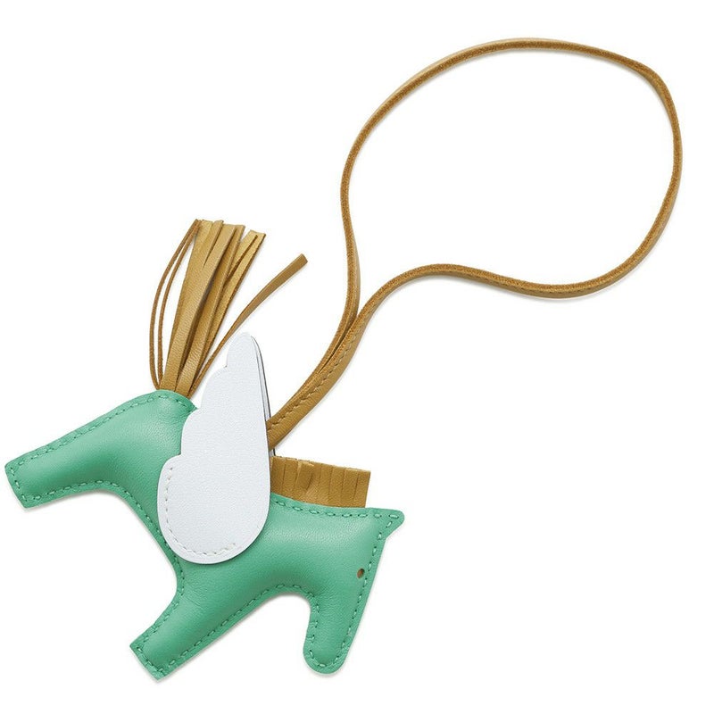 エルメス バッグチャーム ロデオPM ペガサス ミント/セサミ/ブルーブリュム ラムスキン B刻印