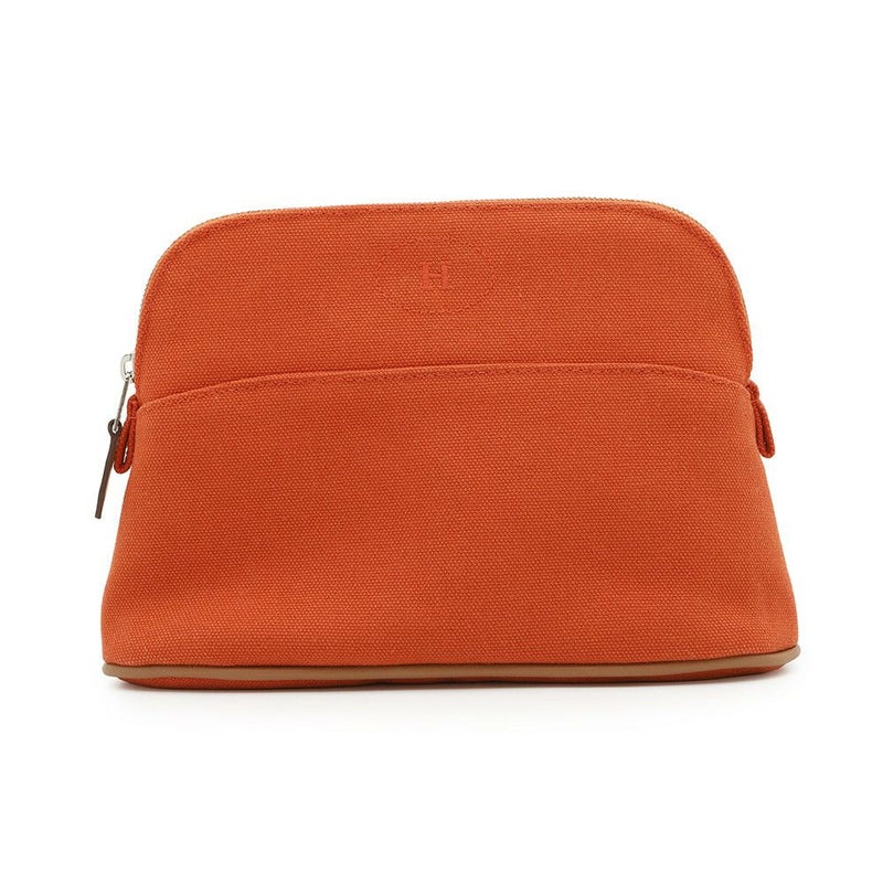 エルメス ポーチ ボリードポーチ ミニ オレンジ/シルバー金具 キャンバス HERMES 小物入れ