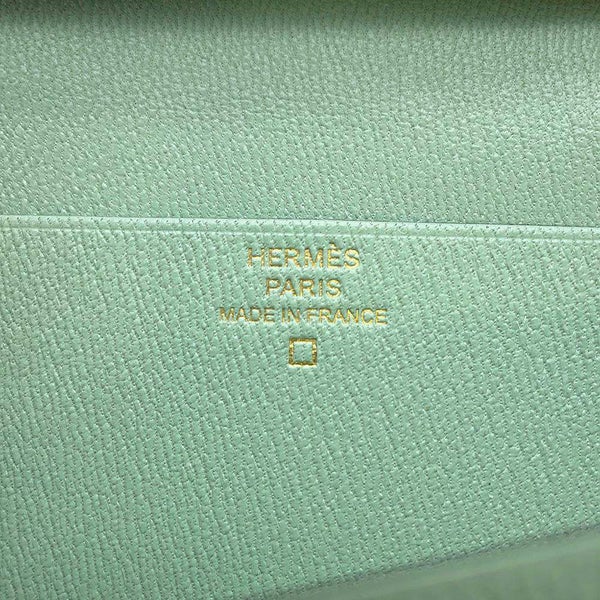 エルメス 長財布 ベアンスフレ ヴェールデュー/ゴールド金具 アリゲーターマット W刻印 財布