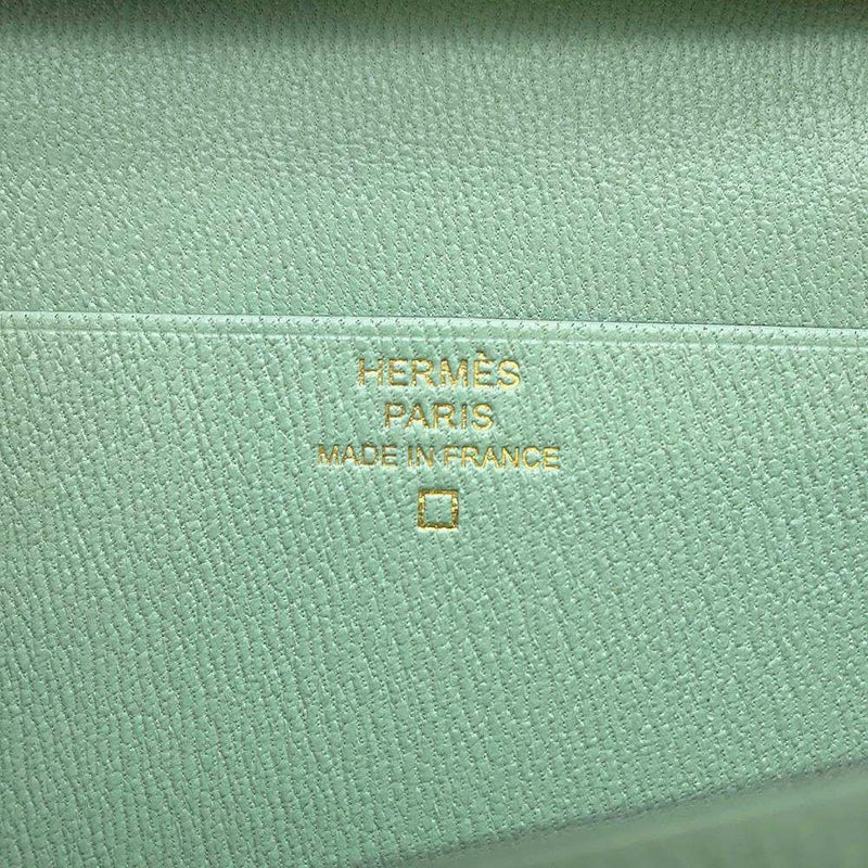 エルメス 長財布 ベアンスフレ ヴェールデュー/ゴールド金具 アリゲーターマット W刻印 財布