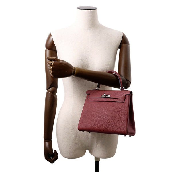 エルメス ハンドバッグ ケリー25 内縫い ルージュアッシュ/シルバー金具 トゴ W刻印 2wayショルダー