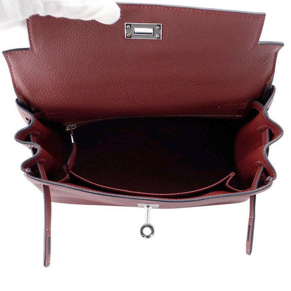 エルメス ハンドバッグ ケリー25 内縫い ルージュアッシュ/シルバー金具 トゴ W刻印 2wayショルダー