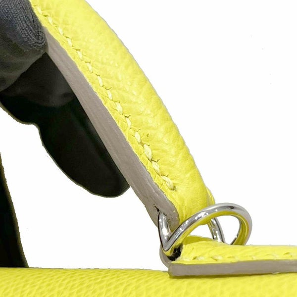 エルメス ハンドバッグ ミニケリー 外縫い ライム/シルバー金具 エプソン B刻印 HERMES Kelly 2wayバッグ