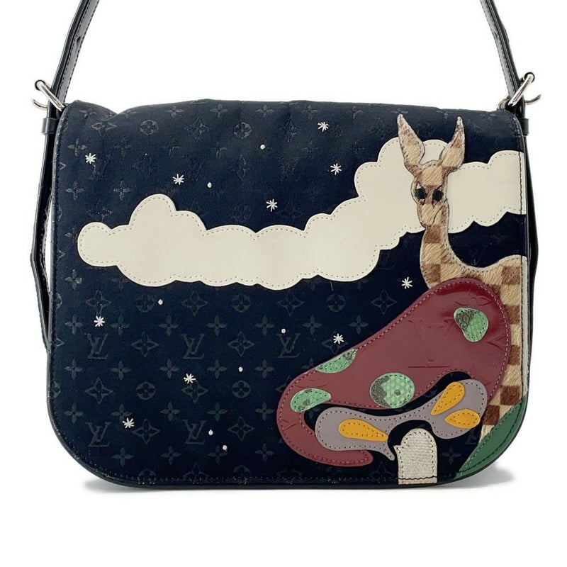 ルイヴィトン ショルダーバッグ モノグラム・サテン ミュゼット・コント・ドゥ・フェ M92273 ヴィトン バッグ キリン キノコ おとぎ話 黒