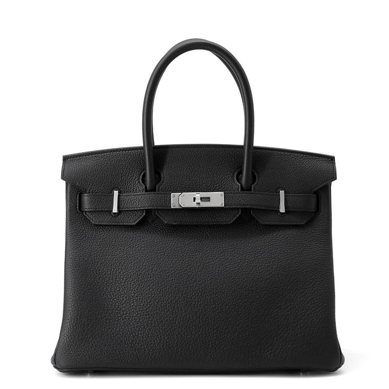 エルメス バーキン30 ブラック/マットシルバー金具 トゴ K刻印 HERMES Birkin ハンドバッグ 黒