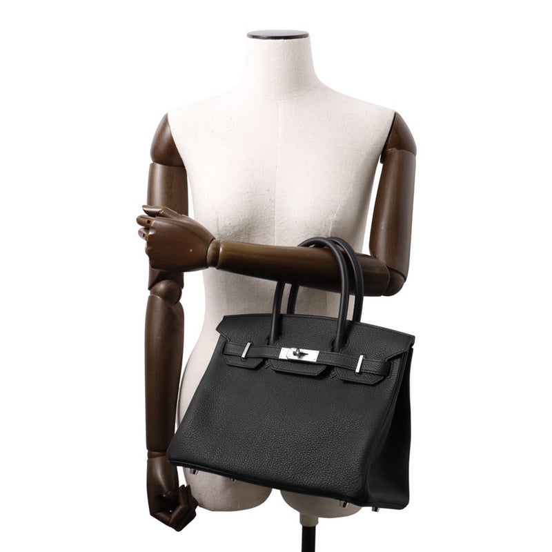 エルメス バーキン30 ブラック/マットシルバー金具 トゴ K刻印 HERMES Birkin ハンドバッグ 黒