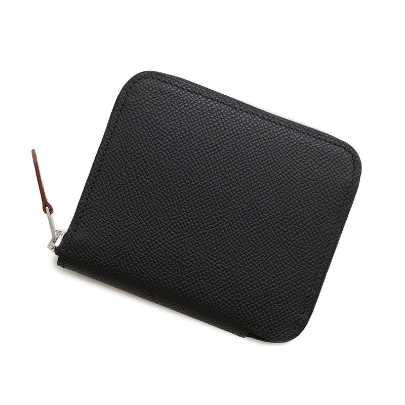 エルメス コインケース アザップコンパクト シルクイン ブラック/シルバー金具 エプソン K刻印 黒