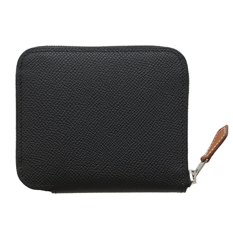 エルメス コインケース アザップコンパクト シルクイン ブラック/シルバー金具 エプソン K刻印 黒