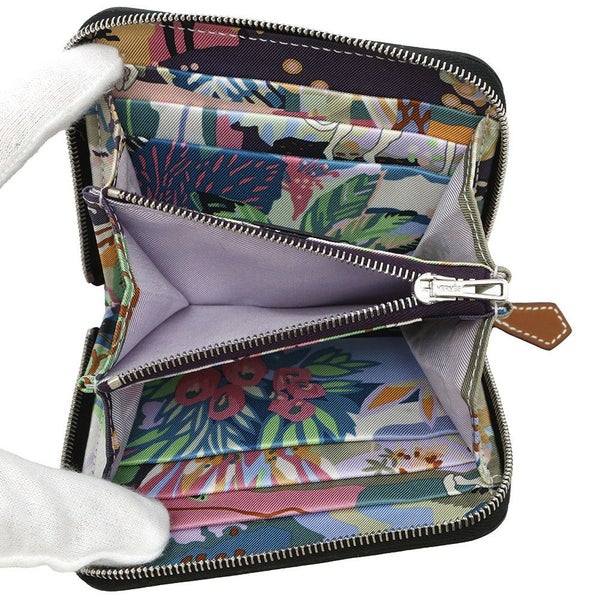 エルメス コインケース アザップコンパクト シルクイン ブラック/シルバー金具 エプソン K刻印 黒