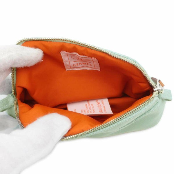 エルメス ポーチ ボリードポーチ ミニミニ ユーカリプタス/シルバー金具 コットン HERMES