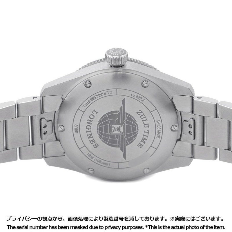 ロンジン スピリット ズールータイム L3.802.4.63.6 LONGINES 腕時計 黒文字盤