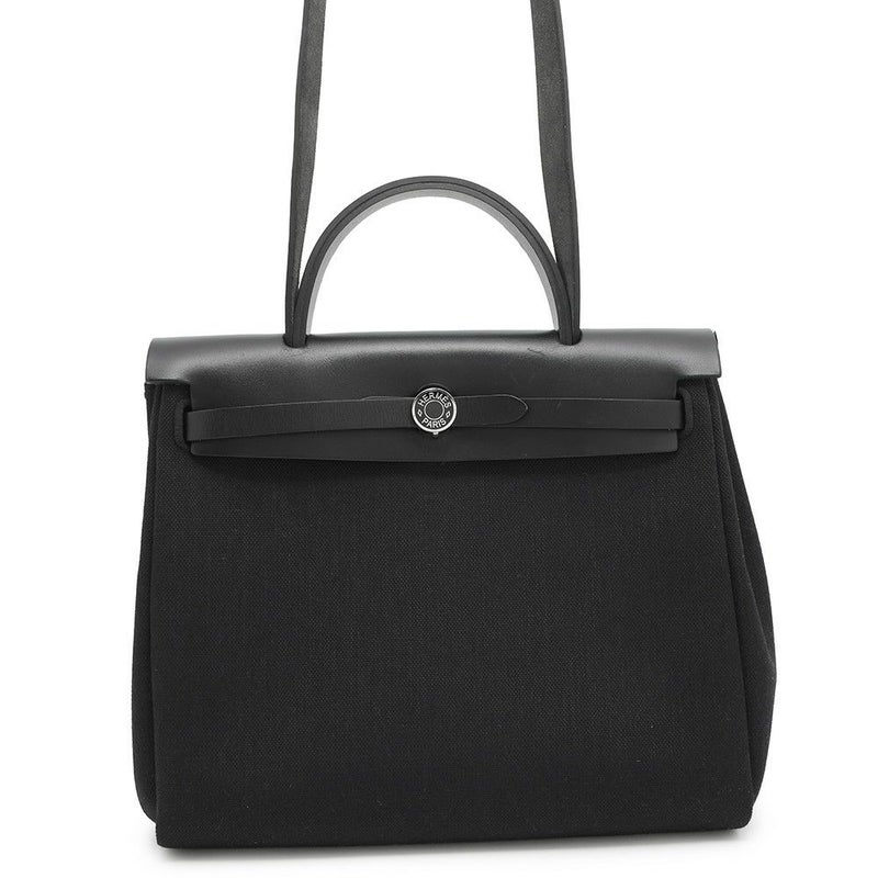 エルメス エールバッグジップPM ルトゥルネ ブラック/シルバー金具 トワルミリタリー/ヴァッシュハンター B刻印 黒