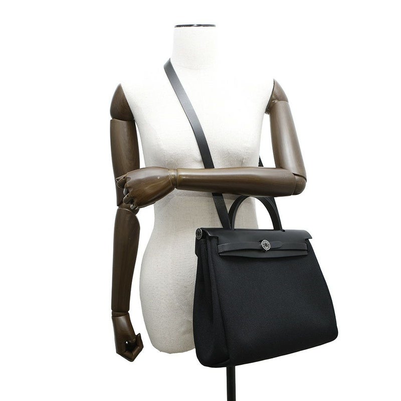 エルメス エールバッグジップPM ルトゥルネ ブラック/シルバー金具 トワルミリタリー/ヴァッシュハンター B刻印 黒