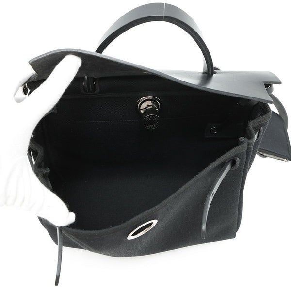 エルメス エールバッグジップPM ルトゥルネ ブラック/シルバー金具 トワルミリタリー/ヴァッシュハンター B刻印 黒