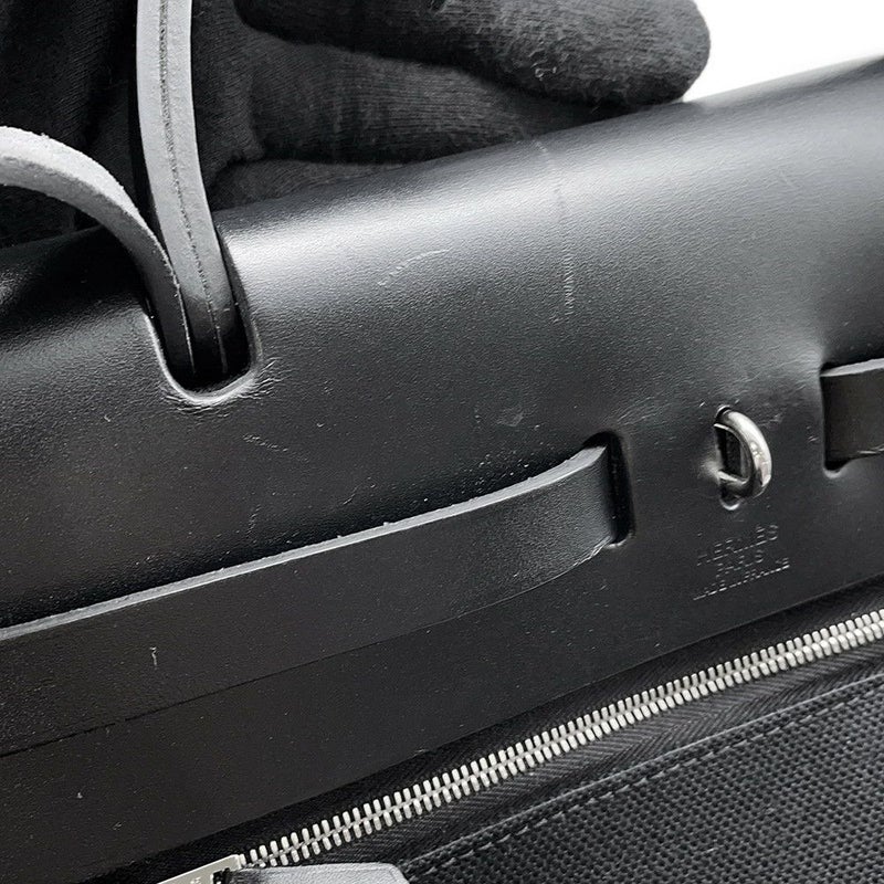 エルメス エールバッグジップPM ルトゥルネ ブラック/シルバー金具 トワルミリタリー/ヴァッシュハンター B刻印 黒