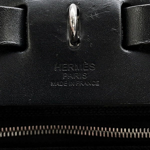 エルメス エールバッグジップPM ルトゥルネ ブラック/シルバー金具 トワルミリタリー/ヴァッシュハンター B刻印 黒
