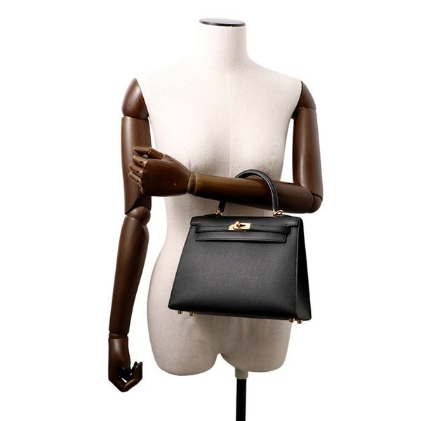 エルメス ハンドバッグ ケリー25 外縫い ブラック/ゴールド金具 エプソン W刻印 2wayショルダー 黒