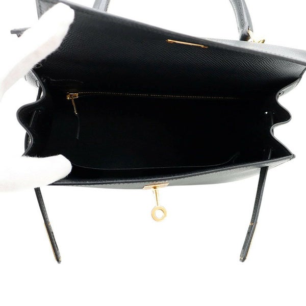 エルメス ハンドバッグ ケリー25 外縫い ブラック/ゴールド金具 エプソン W刻印 2wayショルダー 黒