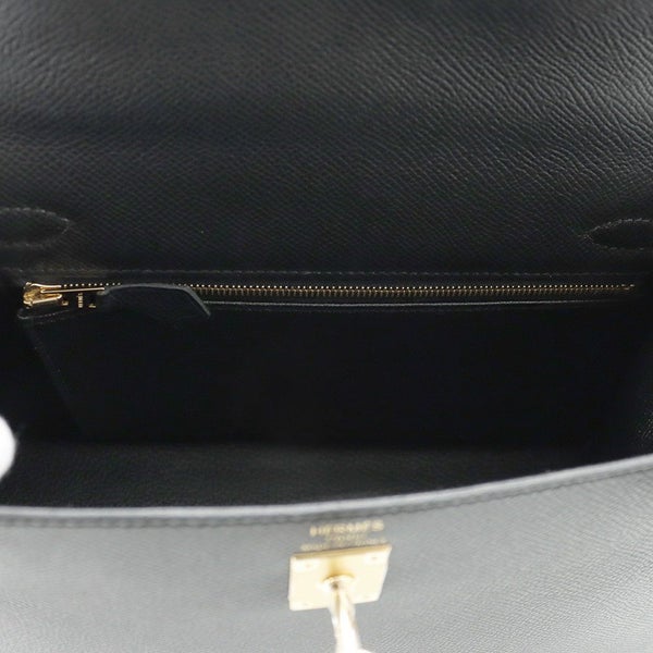 エルメス ハンドバッグ ケリー25 外縫い ブラック/ゴールド金具 エプソン W刻印 2wayショルダー 黒