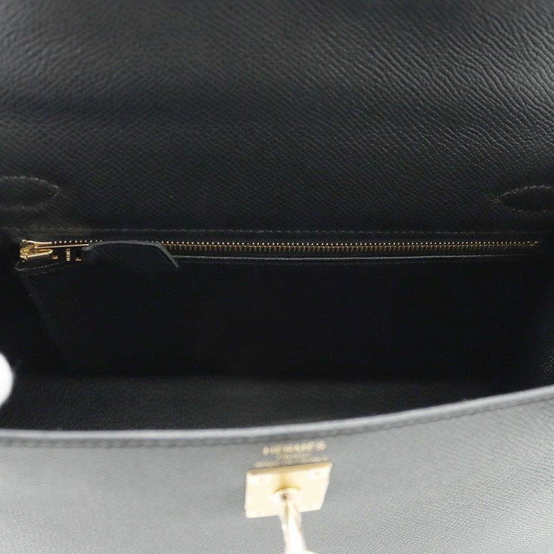 エルメス ハンドバッグ ケリー25 外縫い ブラック/ゴールド金具 エプソン W刻印 2wayショルダー 黒