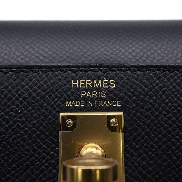 エルメス ハンドバッグ ケリー25 外縫い ブラック/ゴールド金具 エプソン W刻印 2wayショルダー 黒