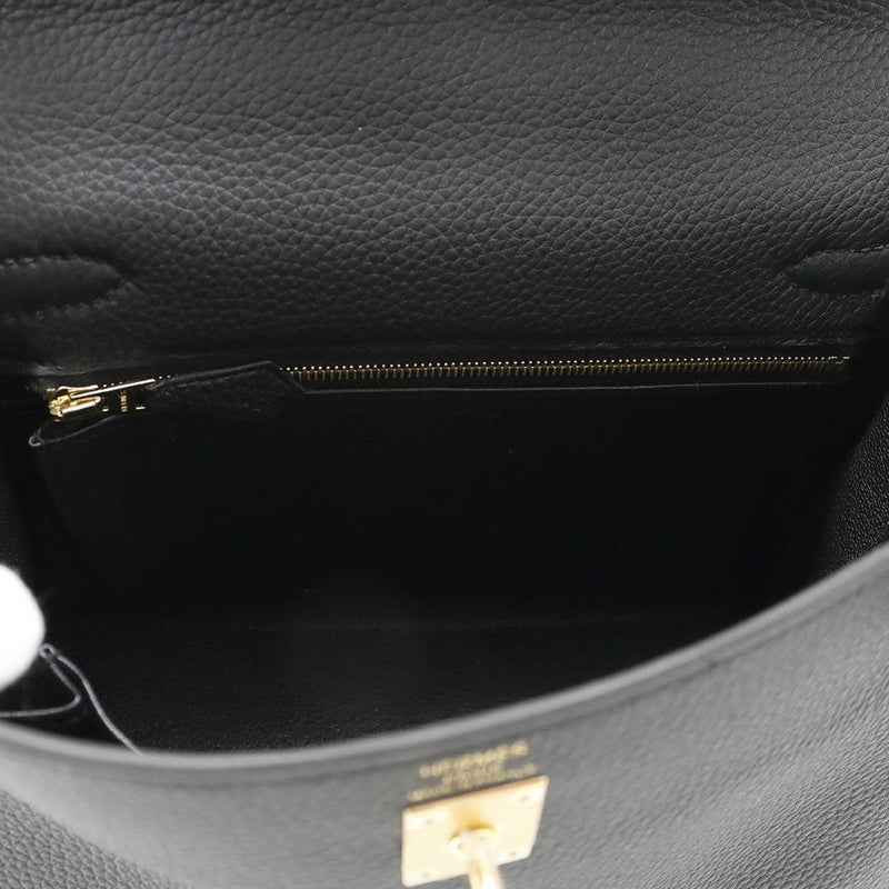 エルメス ハンドバッグ ケリー25 内縫い ブラック/ゴールド金具 トゴ K刻印 2wayショルダー 黒