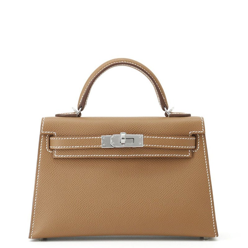 エルメス ハンドバッグ ミニケリー2 外縫い ゴールド/シルバー金具 エプソン K刻印 2wayショルダー