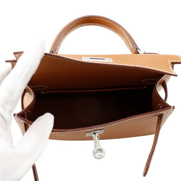 エルメス ハンドバッグ ミニケリー2 外縫い ゴールド/シルバー金具 エプソン K刻印 2wayショルダー