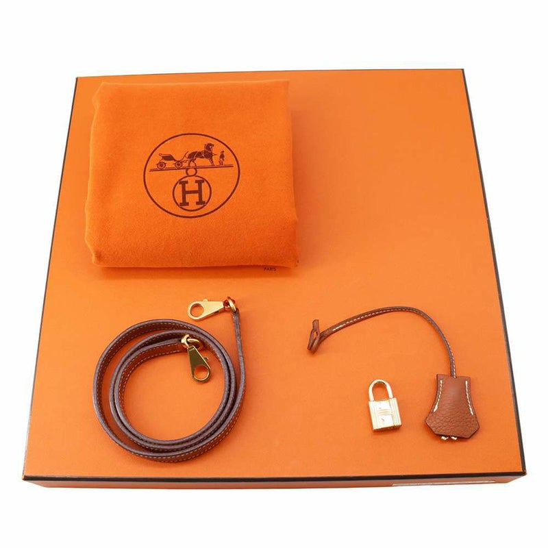 エルメス ハンドバッグ ケリー28 内縫い ブリック/ゴールド金具 トリヨンクレマンス □G刻印 2wayショルダー