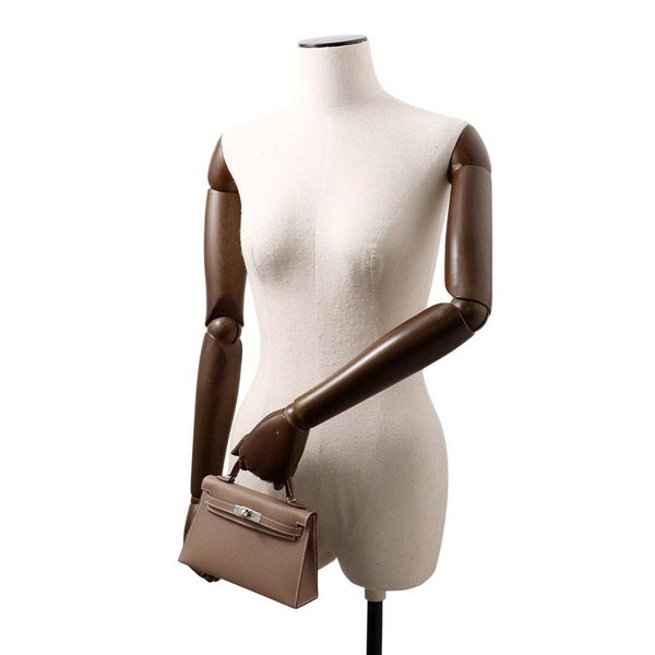 エルメス ハンドバッグ ミニケリー2 外縫い エトゥープ/シルバー金具 エプソン K印 2wayショルダー