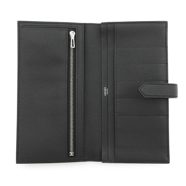 エルメス 長財布 ベアンスフレ ブラック/モノクローム金具 エプソン B刻印 HERMES 財布 黒