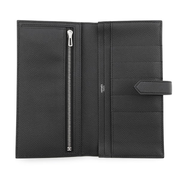 エルメス 長財布 ベアンスフレ ブラック/モノクローム金具 エプソン B刻印 HERMES 財布 黒