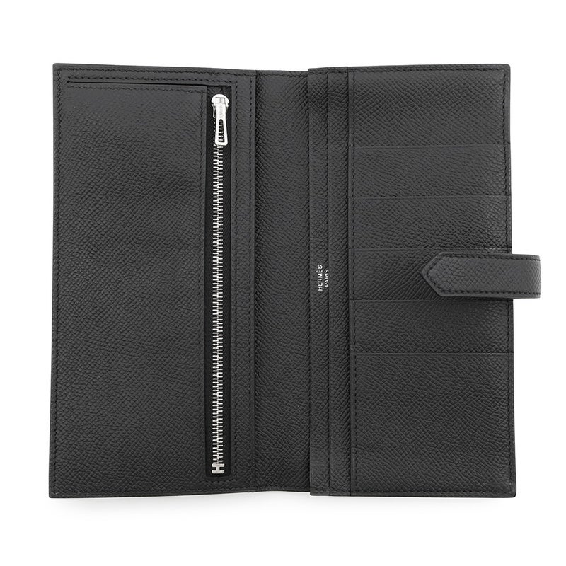 エルメス 長財布 ベアンスフレ ブラック/モノクローム金具 エプソン B刻印 HERMES 財布 黒