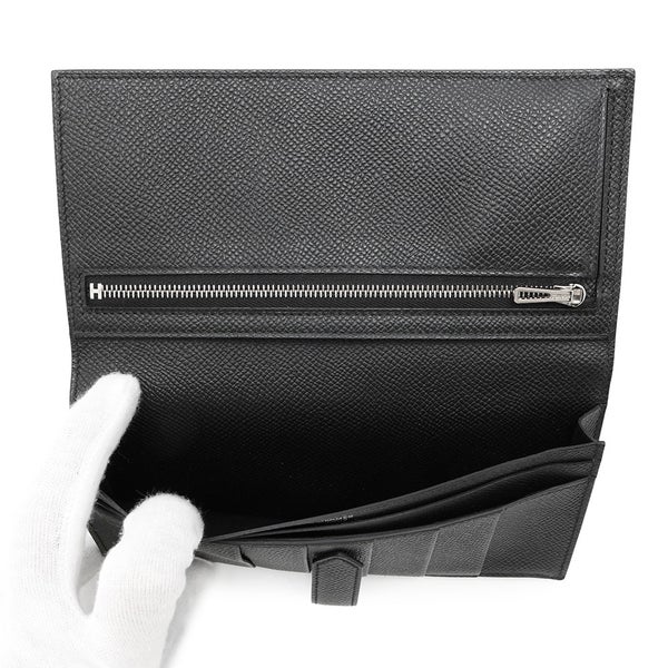 エルメス 長財布 ベアンスフレ ブラック/モノクローム金具 エプソン B刻印 HERMES 財布 黒