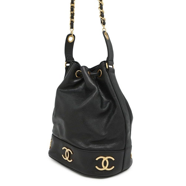 シャネル ショルダーバッグ トリプルココマーク キャビアスキン CHANEL 黒