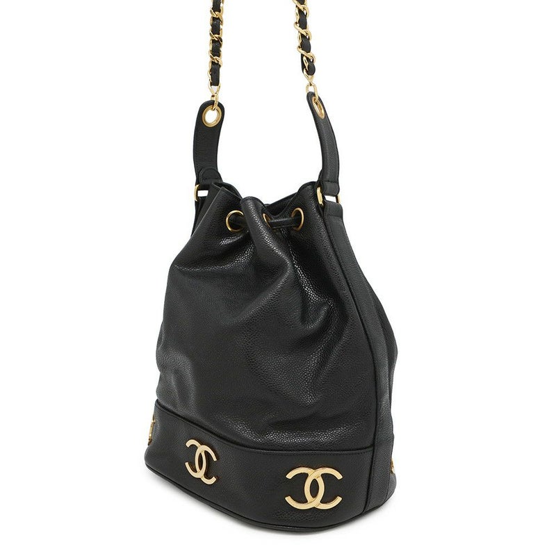 シャネル ショルダーバッグ トリプルココマーク キャビアスキン CHANEL 黒