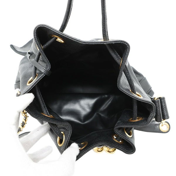 シャネル ショルダーバッグ トリプルココマーク キャビアスキン CHANEL 黒