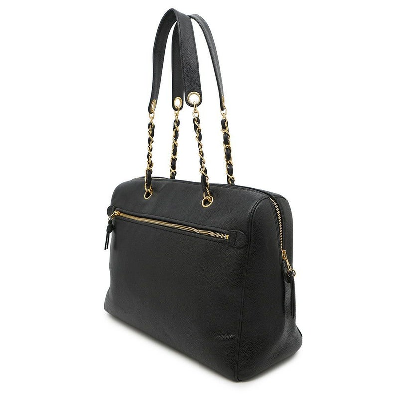 シャネル チェーントートバッグ ココマーク キャビアスキン CHANEL 黒