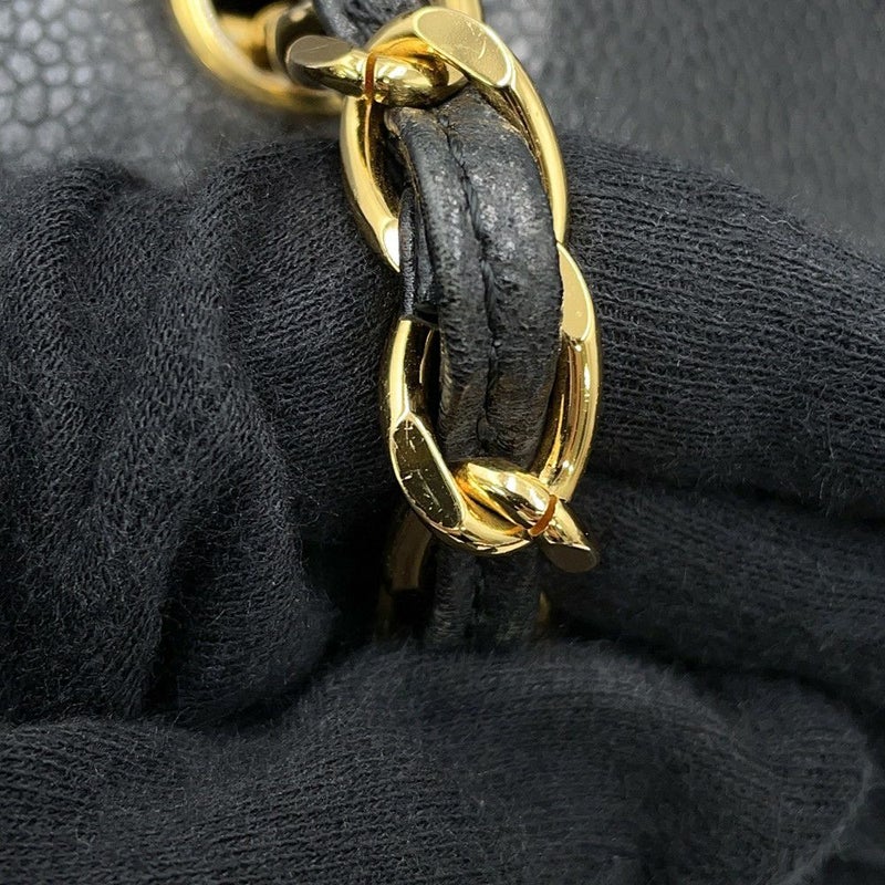 シャネル チェーントートバッグ ココマーク キャビアスキン CHANEL 黒