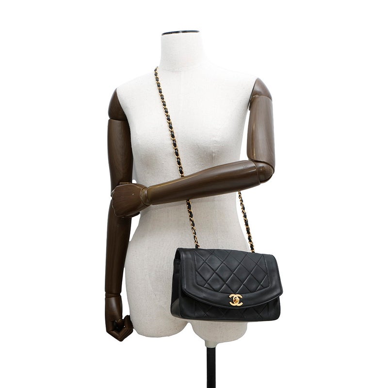 シャネル チェーンショルダーバッグ マトラッセ22 ココマーク ダイアナ シングルチェーン A01164 CHANEL 黒