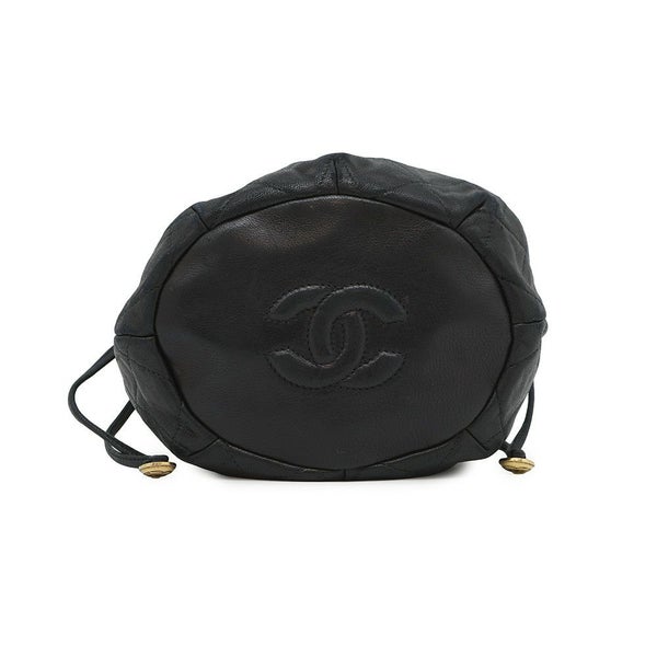 シャネル チェーンショルダーバッグ マトラッセ ココマーク 巾着バッグ ラムスキン CHANEL 黒