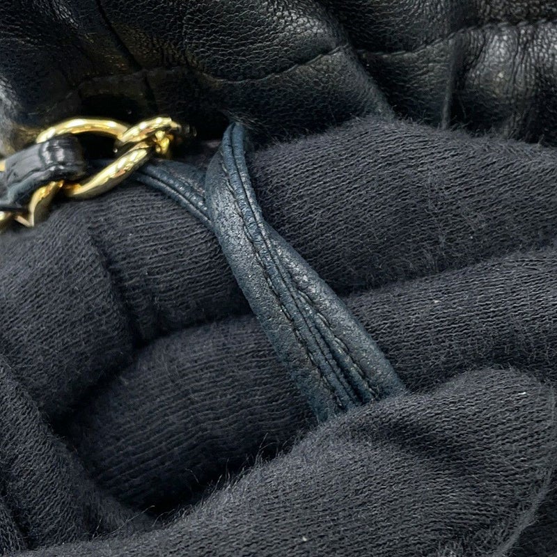 シャネル チェーンショルダーバッグ マトラッセ ココマーク 巾着バッグ ラムスキン CHANEL 黒