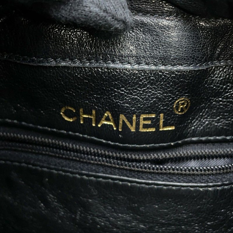 シャネル チェーンショルダーバッグ マトラッセ ココマーク 巾着バッグ ラムスキン CHANEL 黒