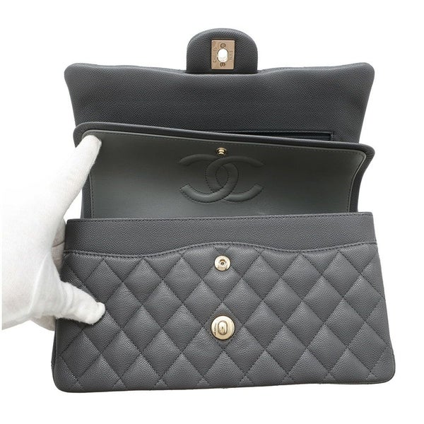 シャネル チェーンショルダーバッグ マトラッセ25 ココマーク キャビアスキン ダブルチェーン A01112 CHANEL