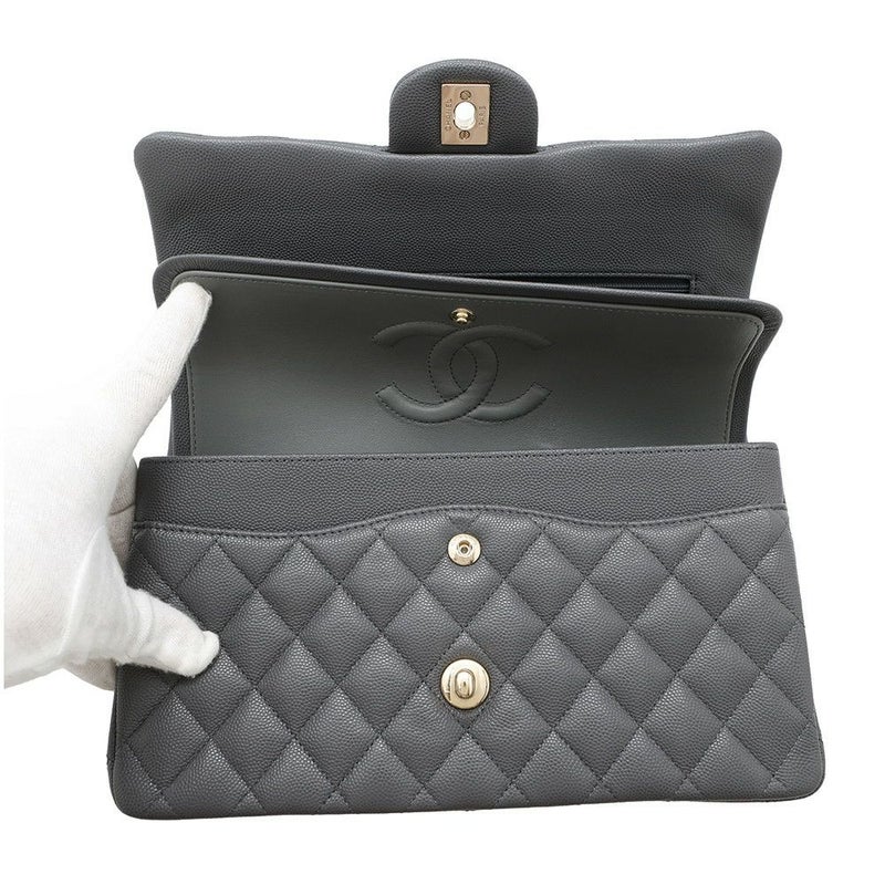 シャネル チェーンショルダーバッグ マトラッセ25 ココマーク キャビアスキン ダブルチェーン A01112 CHANEL