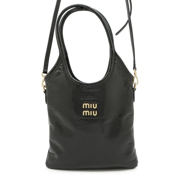 ミュウミュウ ハンドバッグ アイビー  パテントレザー 5BA281 Miu Miu 2wayショルダー 黒