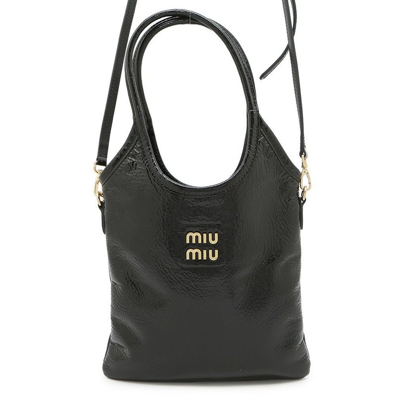 ミュウミュウ ハンドバッグ アイビー  パテントレザー 5BA281 Miu Miu 2wayショルダー 黒