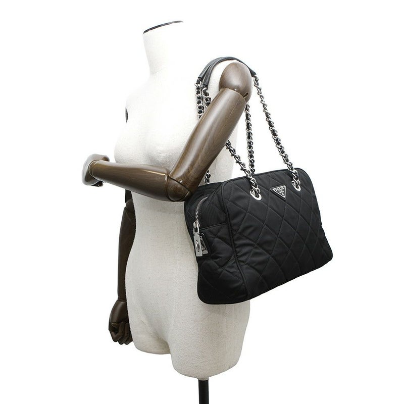 プラダ チェーンショルダーバッグ キルティング ナイロン ブラック 1BB903 PRADA バッグ 黒